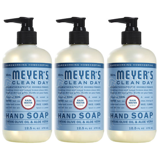 Picture of Mrs. Meyer's Hand Soap, Made with Essential Oils, Biodegradable Formula, Rain Water, 12.5 fl. oz - Pack of 3