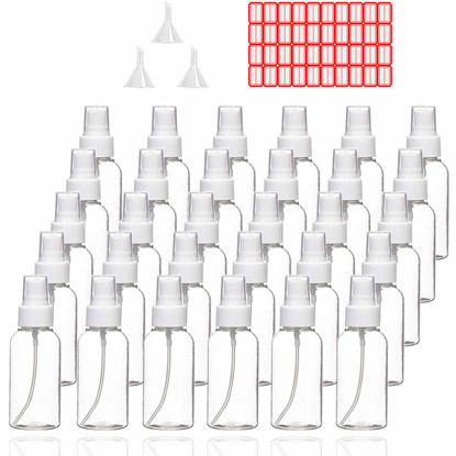 Picture of Spray Bottles, 30 Pack 30ml 1oz Clear Empty Fine Mist Plastic Mini Travel Bottle Set, Small Refillable Liquid Containers