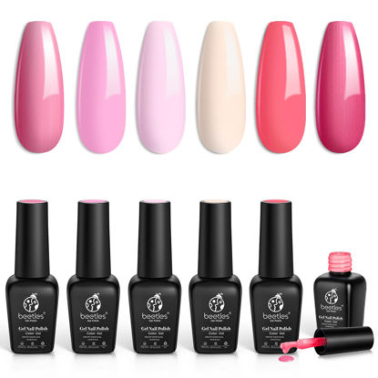 Picture of Beetles Gel Nail Polish Set 6 Colors Pink Rose Red Gel Polish Soak Off LED Nail Lamp Light Spring Nails Summer Nude Pink Sweetheart Candies Collection Manicure Kit