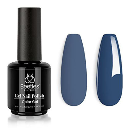 Picture of Beetles Gel Nail Polish, 1Pcs 15ML In the Navy Blue Color Soak Off Gel Polish Nail Art Manicure Salon DIY Nail Lamp Gel Nail Design Decoration at Home