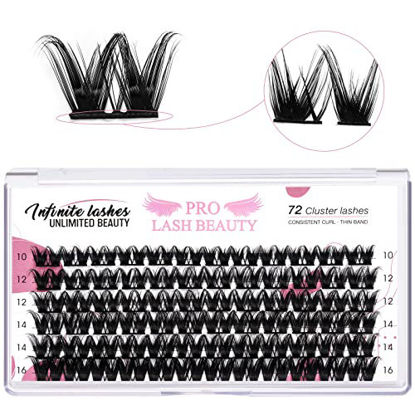 Picture of Cluster Lashes 72 Pcs Lash Clusters 2 in 1 DIY Eyelash Extension Individual Cluster Eyelashes Juliet Style Self-Application Fluffy Super Thin Band Reusable Soft & Comfortable(Juliet-D-10-16mix)