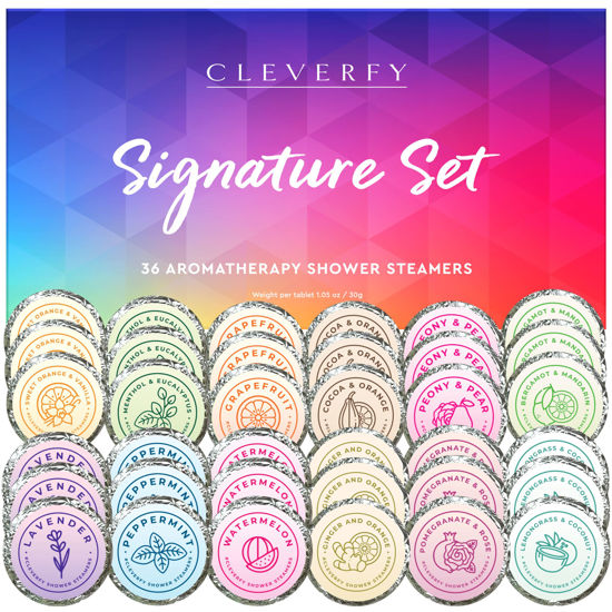 Picture of Cleverfy Shower Steamers Aromatherapy - 36 Pack of Shower Bombs with Essential Oils. Self Care and Relaxation Birthday Gifts for Women and Men.