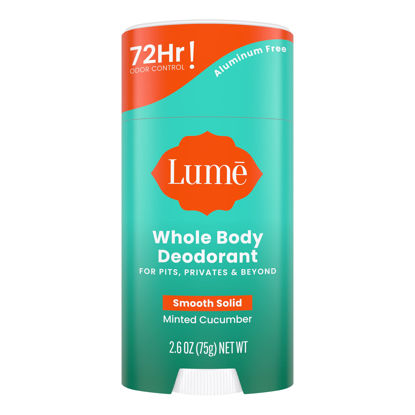 Picture of Lume Whole Body Deodorant - Smooth Solid Stick- 72 Hour Odor Control - Aluminum Free, Baking Soda Free and Skin Safe - 2.6 Ounce (Minted Cucumber)