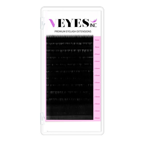 Picture of VEYES INC Eyelash Extension Supplies Lash Extensions Tray 0.05 L Curl 8-16mm, Premium Mink Silk Individual Lashes Soft Matte Black Salon Use