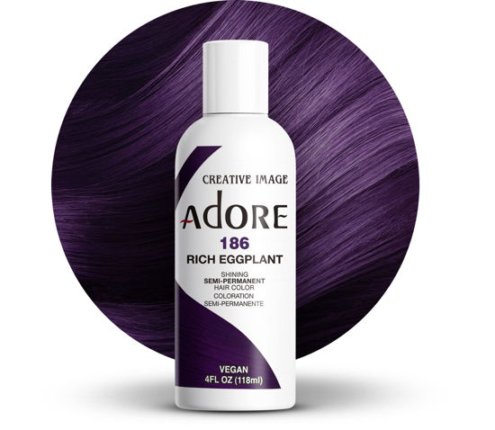 Picture of Adore Semi Permanent Hair Color - Vegan and Cruelty-Free Hair Dye - 4 Fl Oz - 186 Rich Eggplant (Pack of 1)