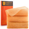 Picture of 3 Pieces African Bath Sponge African Net Long Net Bath Sponge Exfoliating Shower Body Scrubber Back Scrubber Skin Smoother,Great for Daily Use (3 Yellow)