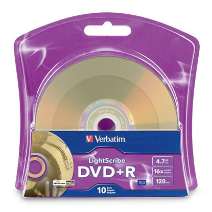 Picture of Verbatim LightScribe 10pk DVD+R Blank Media - Laser Etch Prints Direct to Disc (96943) - 4.7GB/120min