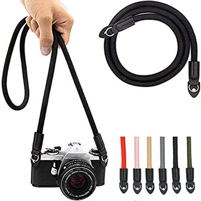 Picture of Eorefo Camera Strap Vintage 100cm Nylon Climbing Rope Camera Neck Shoulder Strap for Micro Single and DSLR Camera.(Black)