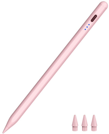 Picture of Pencil for iPad 2018-2022, HATOKU Quick Charging Apple Pen with Tilt Sensitivity & Palm Rejection, iPad Pencil Compatible with iPad Air 3/4/5, iPad Mini 5/6, iPad 6-10 Gen, iPad Pro 11"/12.9" (Pink)