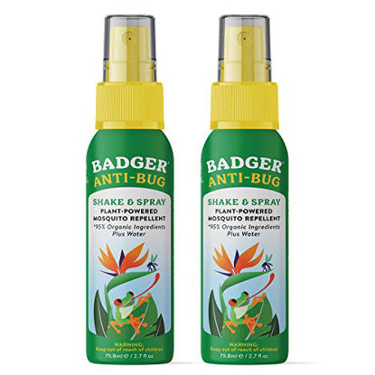Picture of Badger Bug Spray, Organic Deet Free Mosquito Repellent with Citronella & Lemongrass, Natural Bug Spray for People, Family Friendly Bug Repellent, 2.7 fl oz (2 Pack)