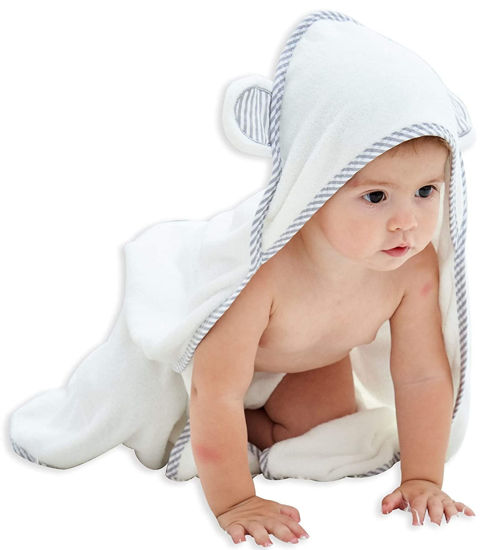  HIPHOP PANDA Hooded Towel - Rayon Made from Bamboo, Soft Bath Towel  with Bear Ears for Babie, Toddler, Infant - Ultra Absorbent, Baby Stuff  Shower Gifts for Boy and Girl - (