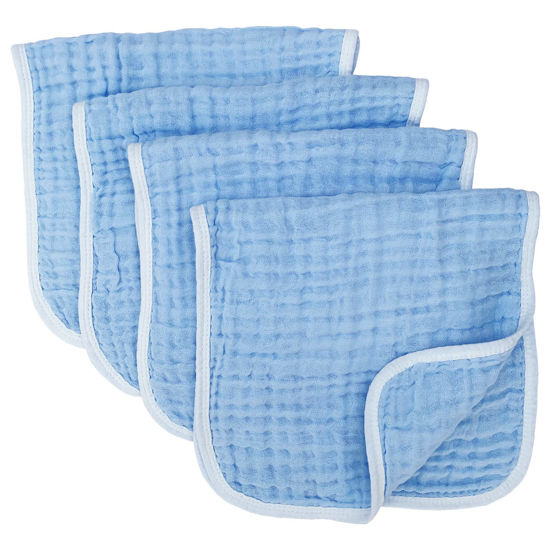 Picture of Synrroe Muslin Burp Cloths Large 20 by 10 Inches 100% Cotton 6 Layers Extra Absorbent and Soft 4 Pack Blue