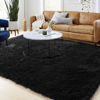 Picture of Black Fluffy Living Room Rugs, Furry Area Rug 6x9 for Bedroom, Shag Rug for Kids Room, Living Room Decor, Fuzzy Carpet for Nursery, Plush Rug for Game Room, Soft Shaggy Rug for Play Room