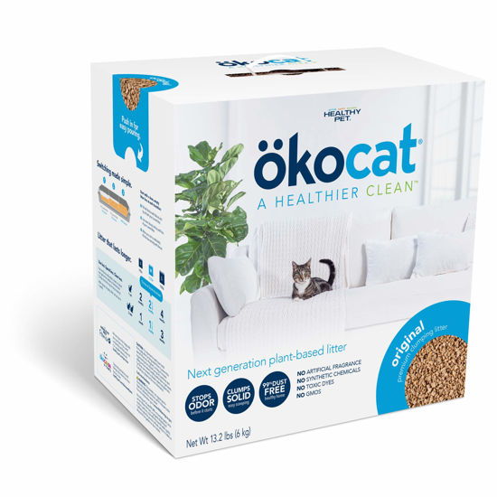 Picture of ökocat Natural Wood Cat Litter, 13.2-Pound, Clumping (Packaging may vary)