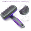 Picture of Hertzko Self Cleaning Slicker Brush for Dogs Cats (Plastic Tips for Sensitive Skin) Dog Brush Cat Brush Long Short Haired Dogs Cats Shedding Dematting Brush Pet Grooming Brushes Undercoat Rake Comb