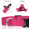 Picture of TagME Reflective Nylon Dog Collars, Adjustable Classic Dog Collar with Quick Release Buckle for Medium Dogs, Hot Pink, 1.0" Width