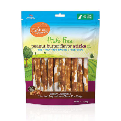 Picture of Canine Naturals Peanut Butter Chew - Rawhide Free and Dog Treats - Made from Real Peanut Butter - All-Natural and Easily Digestible - 40 Pack of 5 Inch Stick Chews