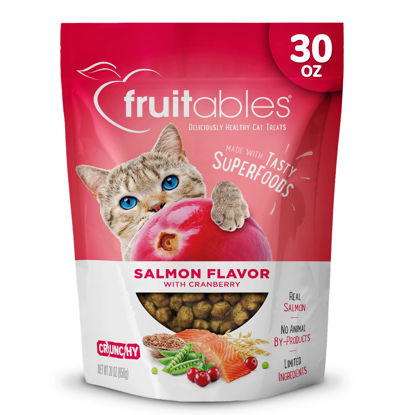 Picture of Fruitables Cat Treats - Crunchy Treats for Cats - Healthy Low Calorie Treats Packed with Protein - Free of Wheat, Corn and Soy - Made with Real Salmon with Cranberry - 30 Ounces