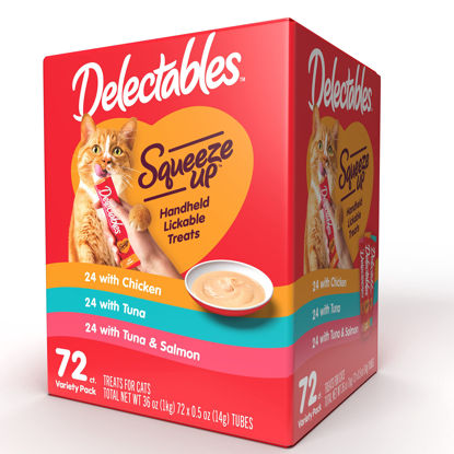 Picture of Hartz Delectables Squeeze Up Variety Packs Interactive Lickable Wet Cat Treats, 72 Count