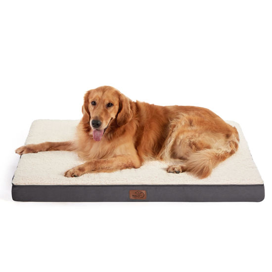 Bedsure Extra Large Dog Crate Bed Big Orthopedic Waterproof Dog Beds with Removable Washable Cover for Large Dogs Egg Crate Foam Pet Bed Mat