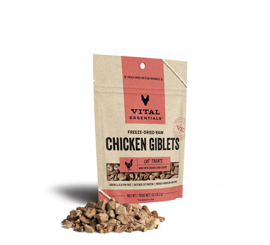 Picture of Vital Essentials Freeze Dried Cat Treats, Raw Chicken Giblets Treats for Cats 1 oz