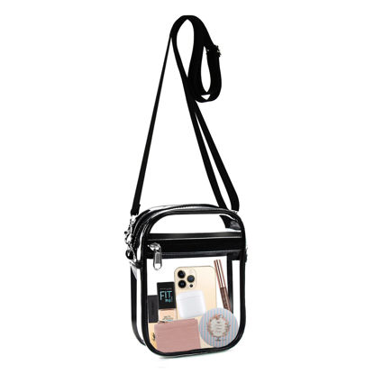 Picture of Fibrdoo Clear Crossbody Purse Bag, Clear Bag Stadium Approved with Front Pocket for Concerts Sports Festivals (L)