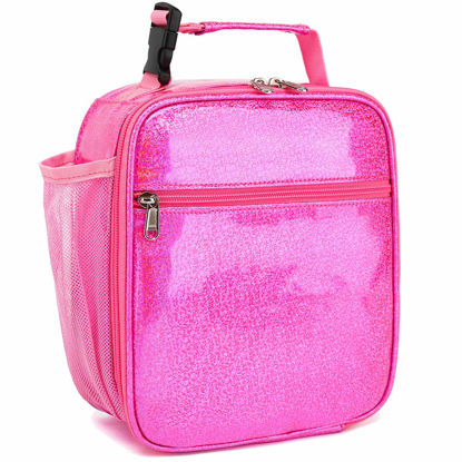 Picture of FlowFly Kids Lunch box Insulated Soft Bag Mini Cooler Back to School Thermal Meal Tote Kit for Girls, Boys, PU Pink