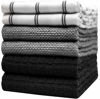 Picture of Premium Kitchen Towels (20”x 28”, 6 Pack) | Large Cotton Kitchen Hand Towels | Flat & Terry Towel | Dish Towels | Black Kitchen Towels | Highly Absorbent Tea Towels Set With Hanging Loop | Black Check