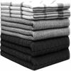 Picture of Premium Kitchen Towels (20”x 28”, 6 Pack) | Large Cotton Kitchen Hand Towels | Flat & Terry Towel | Dish Towels | Black Kitchen Towels | Highly Absorbent Tea Towels Set With Hanging Loop | Black Check