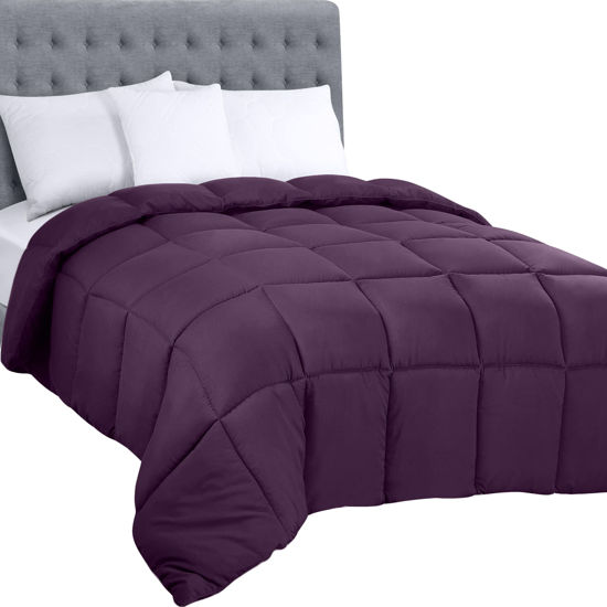 Picture of Utopia Bedding All Season Comforter 250 GSM - Plush Siliconized Fiberfill, King Size - Box Stitched (King/Cal King, Plum)