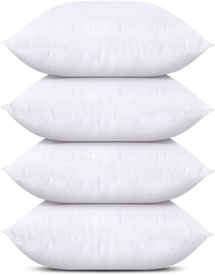 Picture of Utopia Bedding Throw Pillows (Set of 4, White), 17 x 17 Inches Pillows for Sofa, Bed and Couch Decorative Stuffer Pillows