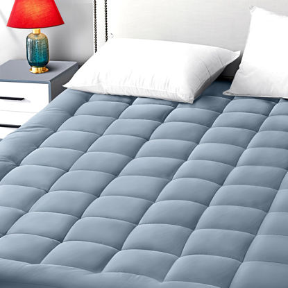 Picture of EASELAND King Size Mattress Pad Pillow Top Mattress Cover Quilted Fitted Mattress Protector 8-21" Deep Pocket Cooling Mattress Topper (78x80 Inches, Dusty Blue)