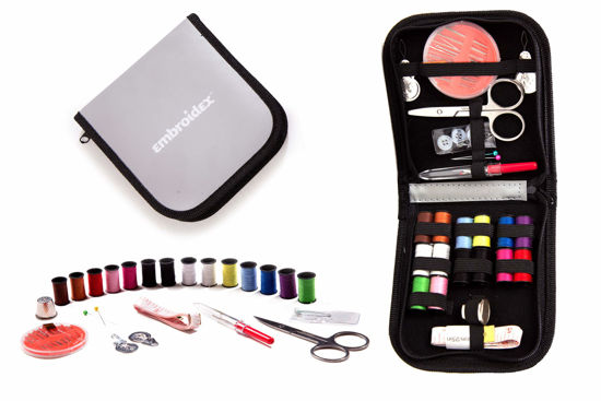 Picture of Embroidex Sewing Kit for Home, Travel & Emergencies - Filled with Quality Notions Scissor & Thread - Great Gift