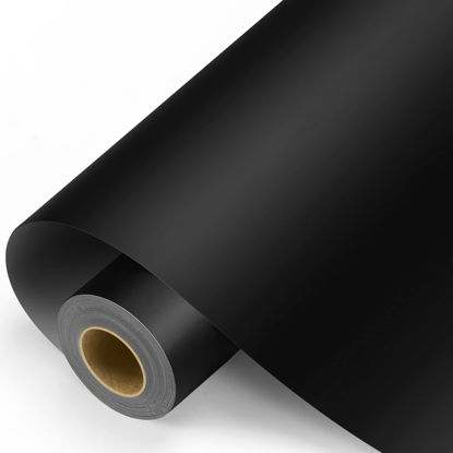 Picture of Matte Black Permanent Vinyl - 12" x11FT Black Adhesive Vinyl Roll for All Cutting Machine, Permanent Outdoor Vinyl for Decor Sticker, Car Decal, Scrapbooking, Signs, Waterproof