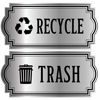 Picture of Recycle and Trash Logo Symbol - Elegant Golden Look for Trash Cans, Containers, and Walls - Laminated Vinyl Decal (XSmall, Silver - Elegant 2)