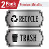 Picture of Recycle and Trash Logo Symbol - Elegant Golden Look for Trash Cans, Containers, and Walls - Laminated Vinyl Decal (XSmall, Silver - Elegant 2)