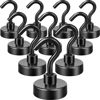 Picture of Neosmuk Black Magnetic Hooks, Heavy Duty Earth Magnets with Hook for Refrigerator, Extra Strong Cruise Hook for Hanging, Magnetic Hanger for Cabins, Grill (Black, Pack of 10)