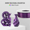 Picture of AMOLEN Silk PLA 3D Printer Filament, Dual Color PLA 1.75mm Shiny Color Change Filament 3D Printing PLA Filament for Most FDM 3D Printer, 1kg Spool(2.2lbs), Black Purple