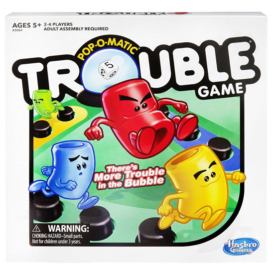 Hasbro Gaming Trouble Board Game for Kids Ages 5 and Up 2-4 Players  (Packaging may vary)