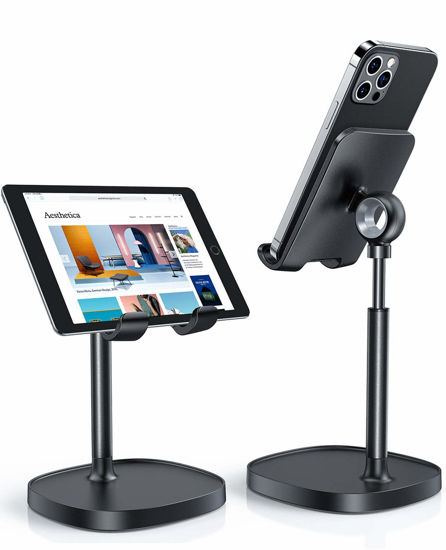 Picture of LISEN Office Supplies Decor Cell Phone Stand Universal Home Office Desk, Reduce Neck Pain Height Angle Adjustable Cell Phone Stand, Taller, and More Photogenic iPhone Stand When Phone & Tablets Video