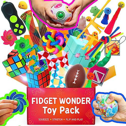 Picture of Brain Blast 30 Pack Sensory Fidget Toy Set Stress Relief Kit Anti-Anxiety Tools Sensory Toy ADD OCD Autistic Children & Adults Stress Balls Fidget Spinner Infinity Cube Puzzle Snake Multi (SK-30)