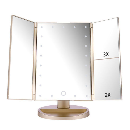 Tri fold vanity mirror deals with lights