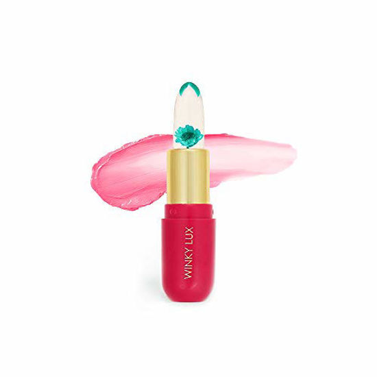 Picture of Winky Lux Flower Balm, Vegan Lip Balm and Lip Stain, pH Color Changing Lipstick, Vanilla Scented Pink Lip Tint with Real Chrysanthemum, Natural Lip Balm (Blue Flower)