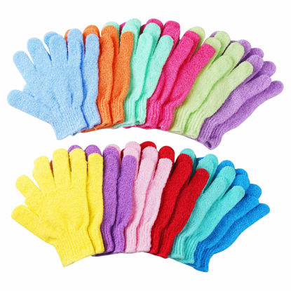 Picture of 24 pcs Exfoliating Shower Gloves,Double Sided Exfoliating Bath Gloves Deep Clean Dead Skin for Spa Massage Beauty Skin Shower Body Scrubber Bathing Accessories.-12 Multi-Colors