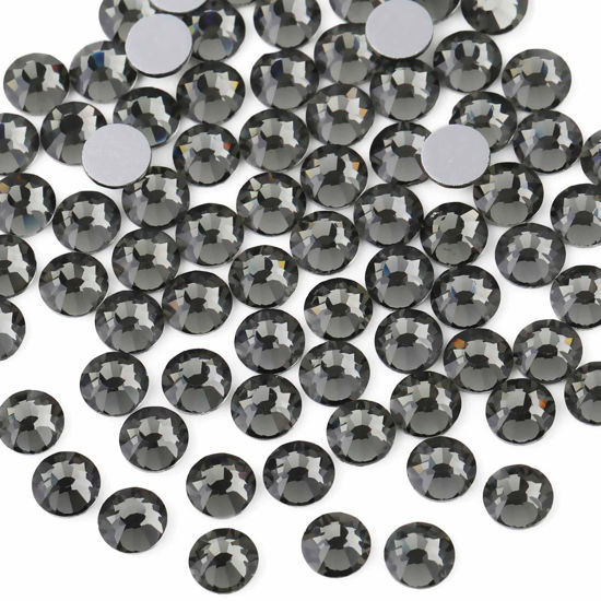 Picture of Beadsland 1440pcs Flat Back Crystal Rhinestones Round Gems for Nail Art and Craft Glue Fix,Black Diamond,SS12,3.0-3.2mm