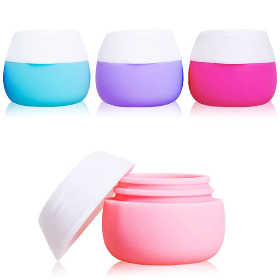 Picture of Travel Containers for Toiletries, Gemice Silicone Cream Jars, TSA Approved Travel Size Containers Leak-proof Travel Accessories with Lid for Cosmetic Makeup Face Body Hand Cream (4 Pieces)