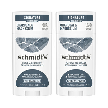 Picture of Schmidt's Aluminum Free Natural Deodorant for Women and Men, Charcoal & Magnesium with 24 Hour Odor Protection, Certified Natural, Vegan, Fresh, 2.65 Oz, Pack of 2