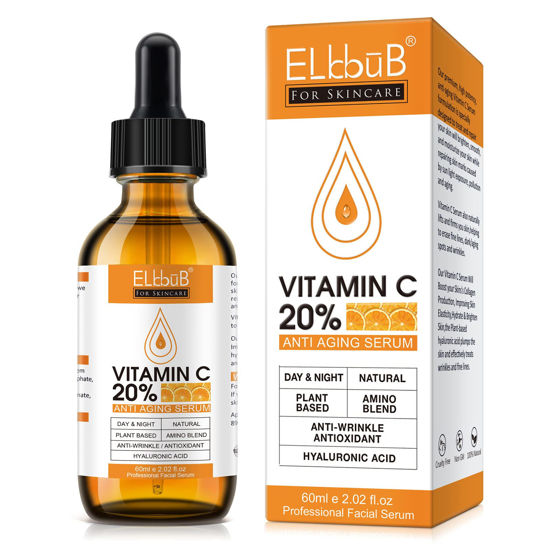 Picture of Premium 20% Vitamin C Serum For Face with Hyaluronic Acid, Retinol & Amino Acids - Boost Skin Collagen,Hydrate & Plump Skin, Anti Aging & Wrinkle Facial Serum 60ml