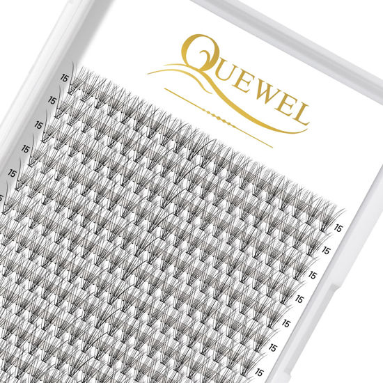 Picture of QUEWEL Cluster Lashes 240Pcs Individual Lashes 10D 0.10C Curl 15mm Knot-Free Lash Extensions Clusters Lashes Soft&Natural False Eyelashes Individual DIY Eyelash Extension at Home(10D 0.10C 15)