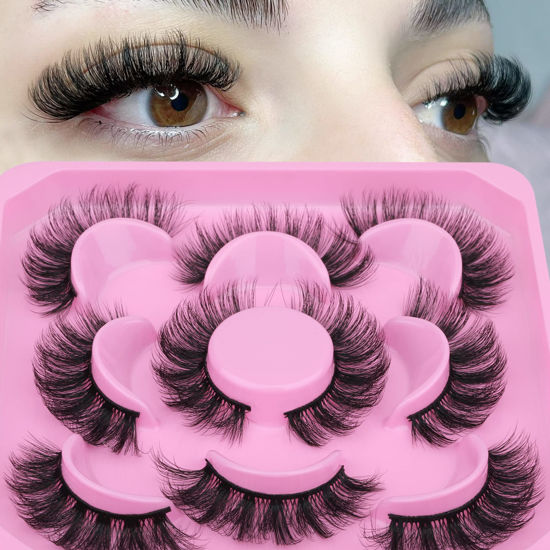 Picture of 3D Natural False Eyelashes Fluffy Strip Lashes Wispy Eyelashes that Look Like Extensions Volume Eye Lashes by Focipeysa